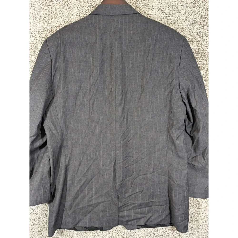 LRL Ralph‎ Lauren Sport Coat Mens 42R Grey Striped 1990s Virgin Wool Blazer Vtg - Picture 10 of 16